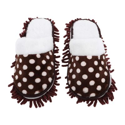 Womens Thickened Cleaning Slippers 1 Pair Coffee Coral Fleece Floor Duster