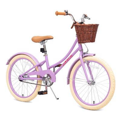 ACEGER 14-20 Inch Vintage Girls Bike with Wicker Basket for 3-12 Years Old Kids, 14 16 18 Inch with Training Wheels, 20 Inch with Kickstand, Retro Classic Style Bike for Outdoor Riding.