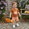Dobeiokal Baby Boy Halloween Outfit Pumpkin Embroidery Short Sleeve T Shirt Pumpkin Shirt Plaid Shorts Set Cute Toddler Boy Halloween Outfit(G-coffee pumpkin,2-3T) view 2