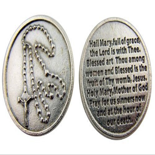 Rosary with Hail Mary Blessed Holy Mother of God Prayer Pocket Token Keepsake