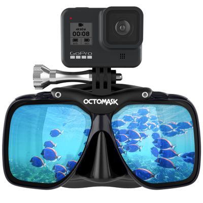 OCTOMASK - Scuba Mask w/Mount for All GoPro Hero Cameras for Scuba Diving, Snorkeling, Freediving (Black)