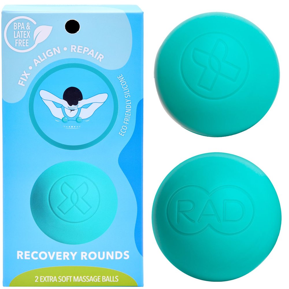 RAD Recovery Rounds - Extra Soft Yoga Deep Tissue Massage Ball Set Myofascial Release Balls for Feet, Back, Neck, Legs & Arms Trigger Point & Mobility Therapy (2-Pack)