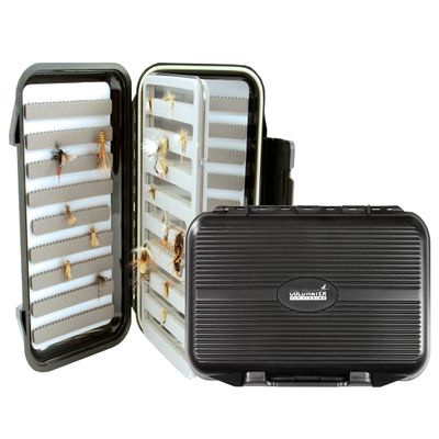 Double Sided Fly Box w/Swing Leaf - Fly Fishing Box - Ice Fishing Jig Box - Durable Large Watertight Case - Holds Hundreds Flies - Streamers, Nymphs, Dry Flies, Wet Flies