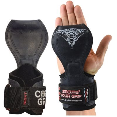 Cobra Grips PRO Best Weight Lifting Gloves, Heavy Duty Straps, Alternative to Power Lifting Hooks, Power Lifting, For Deadlifts With Built in Adjustable Neoprene Padded Wrist Wrap Support.