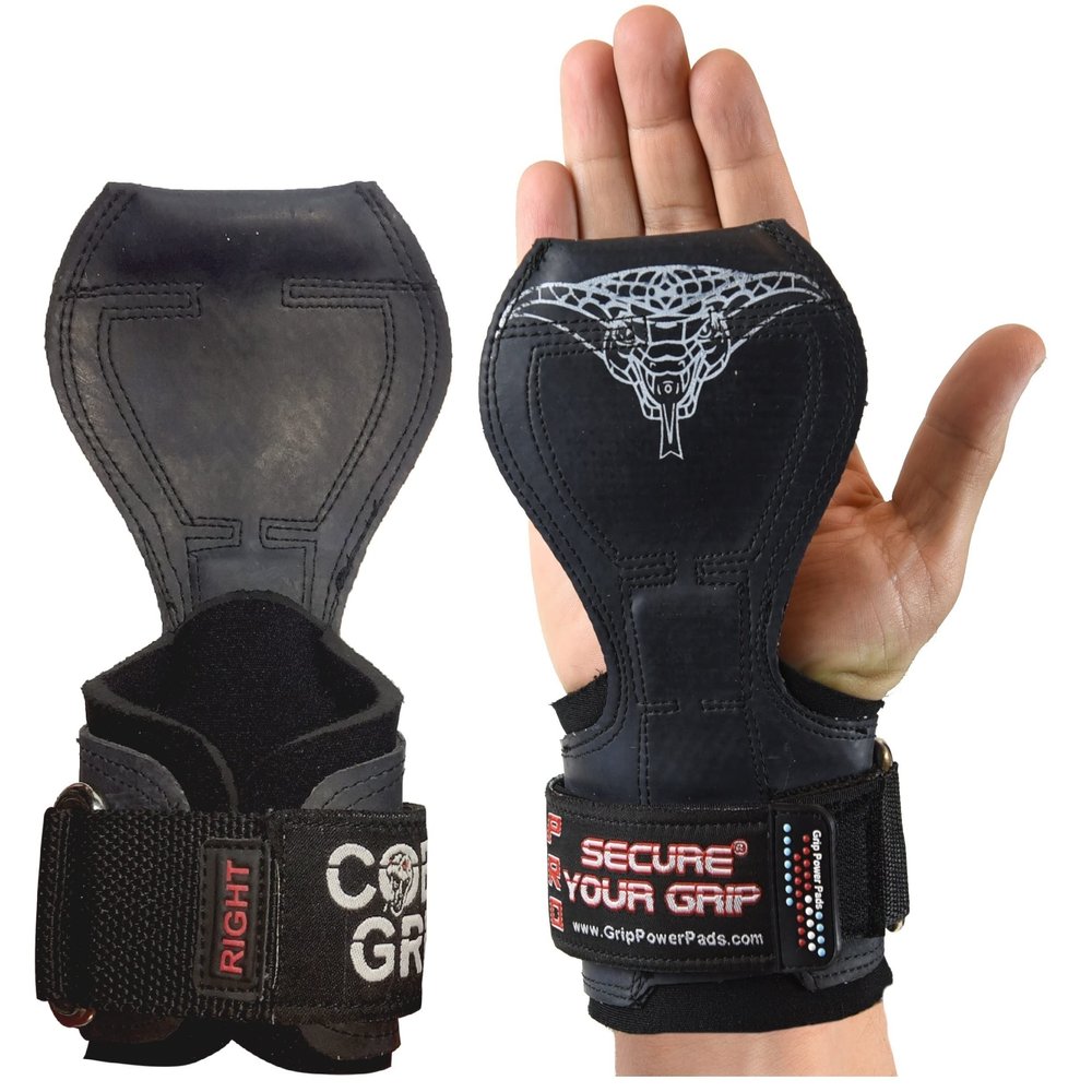 Cobra Grips PRO Best Weight Lifting Gloves, Heavy Duty Straps, Alternative to Power Lifting Hooks, Power Lifting, For Deadlifts With Built in Adjustable Neoprene Padded Wrist Wrap Support.