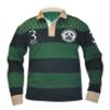 CROKER Traditional Green and Navy Striped Rugby Jersey, Large - Cotton Long Sleeve Polo Shirt view 1