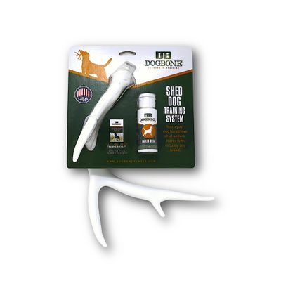 DogBone Shed Hunting Dog Training Kit  Train Your Puppy to Find Deer Antlers - Includes 2 oz Scent for Nosework & Flexible Floating Dummy for Retrieving - Perfect for Whitetail Hunters