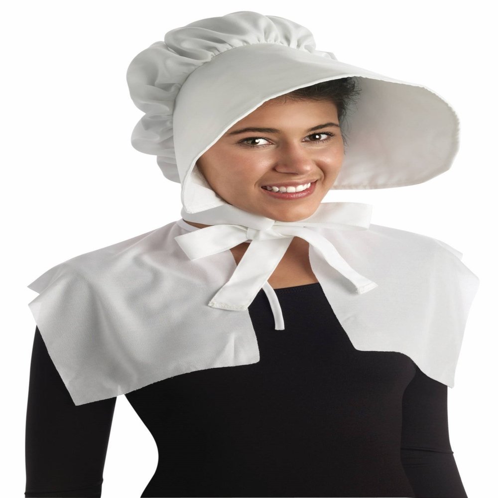 Rubies White Colonial Bonnet for Adults, Women's No Size