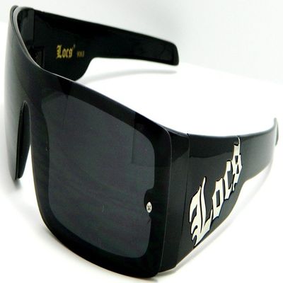 Locs Brand Single Lens Sunglasses with Black Out Lenses and Locs Emblem on St...