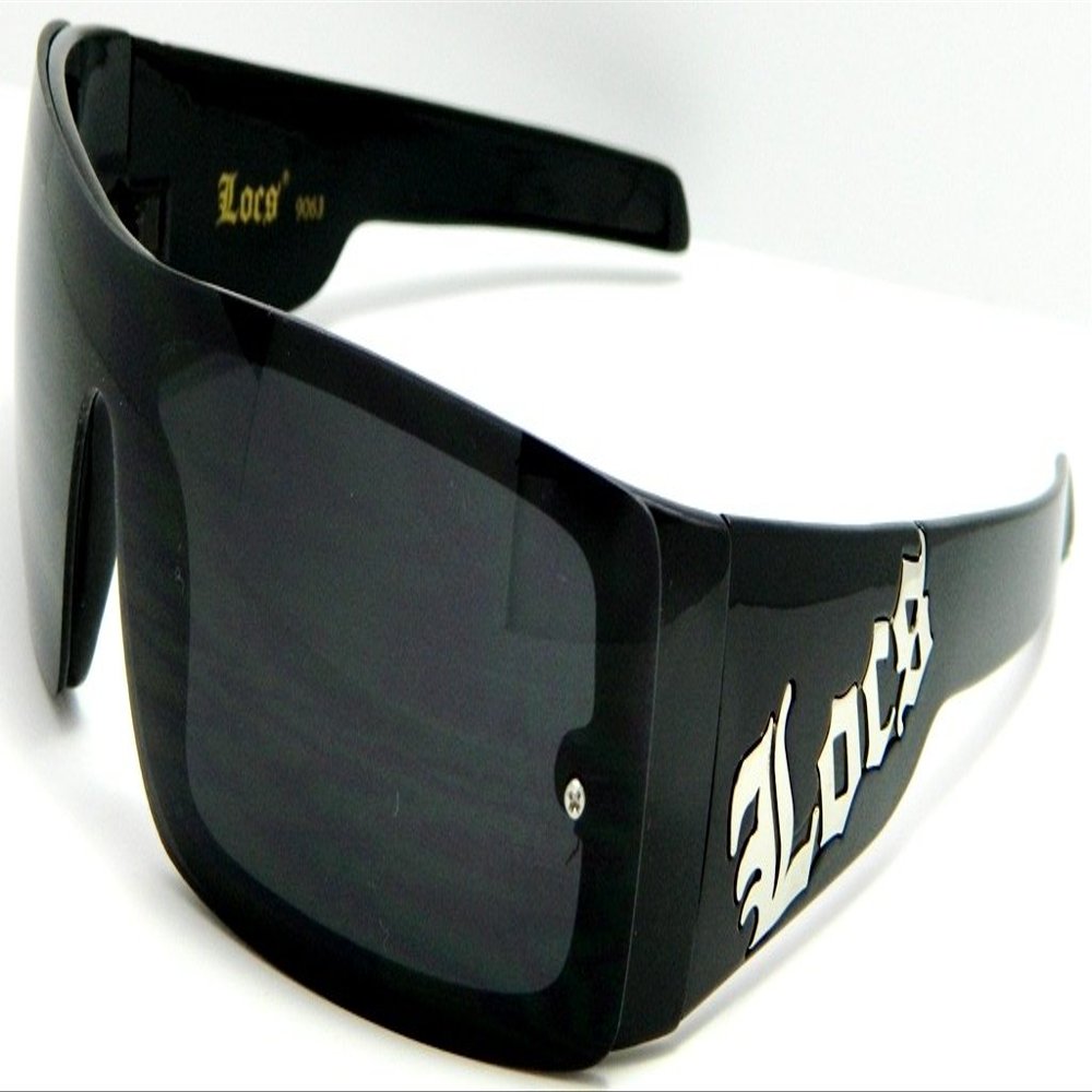 Locs Brand Single Lens Sunglasses with Black Out Lenses and Locs Emblem on St...