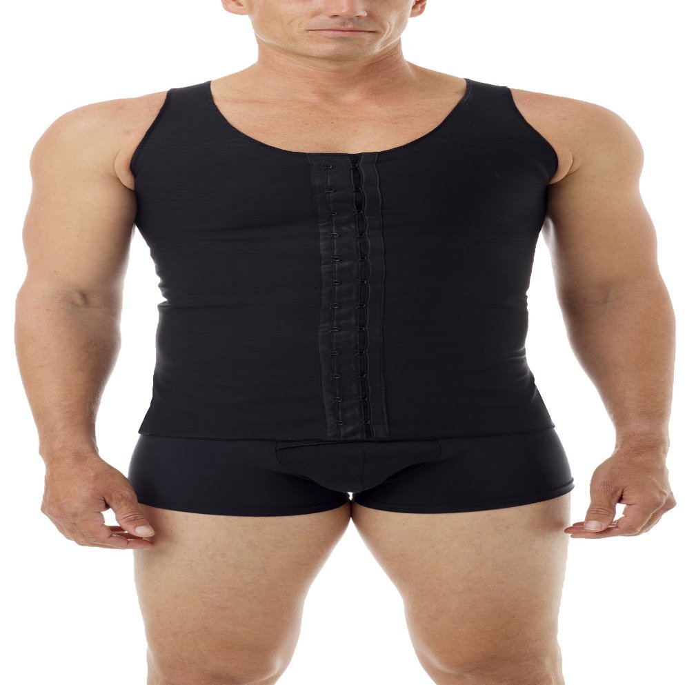 Underworks Mens Extreme Gynecomastia Chest Binder Vest Small Black
