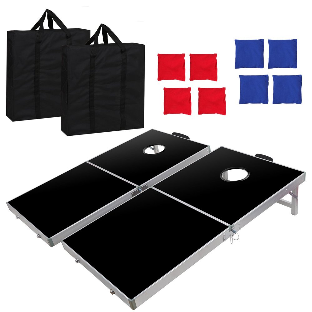 Smartxchoices 2FT X 4FT Portable Bean Bag Cornhole Game Set with 8 Bean Bags and Carrying Case, Aluminum Framed Funny Toss Game for Backyard, Lawn, Party, Outdoor Indoor