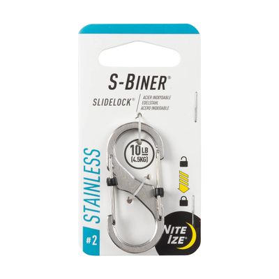 Nite Ize LSB2-11-R3 S-Biner SlideLock Dual Locking Carabiner, Size #2, Stainless