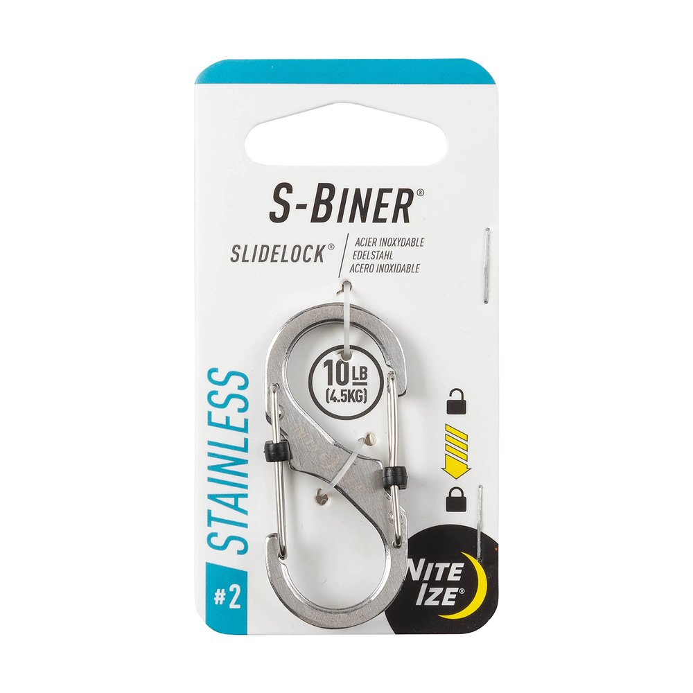 Nite Ize LSB2-11-R3 S-Biner SlideLock Dual Locking Carabiner, Size #2, Stainless