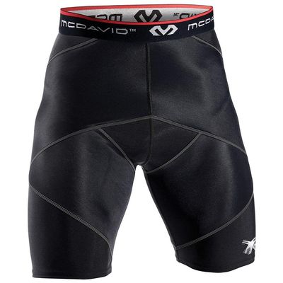 McDavid Compression Shorts, Thick Supportive Gym Shorts for Muscle Recovery, Hips, Hamstring, Quads. Black Cross Compression Shorts for Fitness