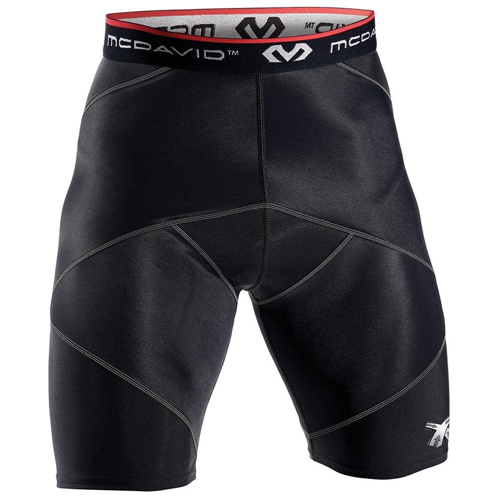 McDavid Compression Shorts, Thick Supportive Gym Shorts for Muscle Recovery, Hips, Hamstring, Quads. Black Cross Compression Shorts for Fitness