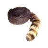 Davy Crockett or Daniel Boon Style CoonSkin Hat Cap with Real Tail Size Large to X Large view 1