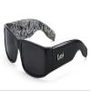 Locs Mens Hardcore Wrap Around Sunglasses with Bandana Print Inside, Black - Black Inside, Medium view 1