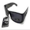 Locs Mens Hardcore Wrap Around Sunglasses with Bandana Print Inside, Black - Black Inside, Medium view 2