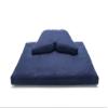 Navy Blue Buckwheat Hull Regular Lift Cosmic Cushion & Cotton Batting Zabuton Meditation Cushion Set view 1