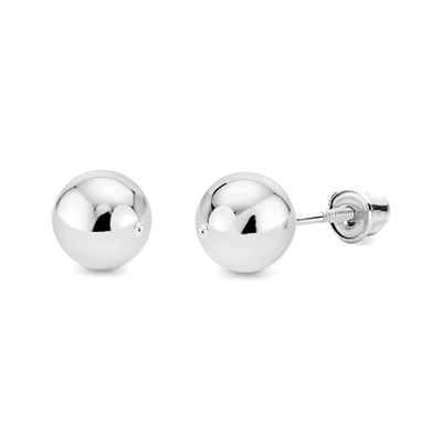 14k REAL White Gold 6mm Ball Stud Earrings with Screw Backs