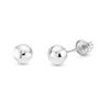 14k REAL White Gold 6mm Ball Stud Earrings with Screw Backs view 3