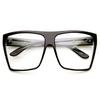 Large Oversized Retro Fashion Clear Lens Square Glasses, Black Gold, Size 5.0 view 2