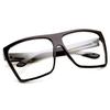 Large Oversized Retro Fashion Clear Lens Square Glasses, Black Gold, Size 5.0 view 4