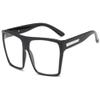 Black Silver Super Oversized Eyeglasses Flat Top Square Clear Lens Glasses Frames view 1