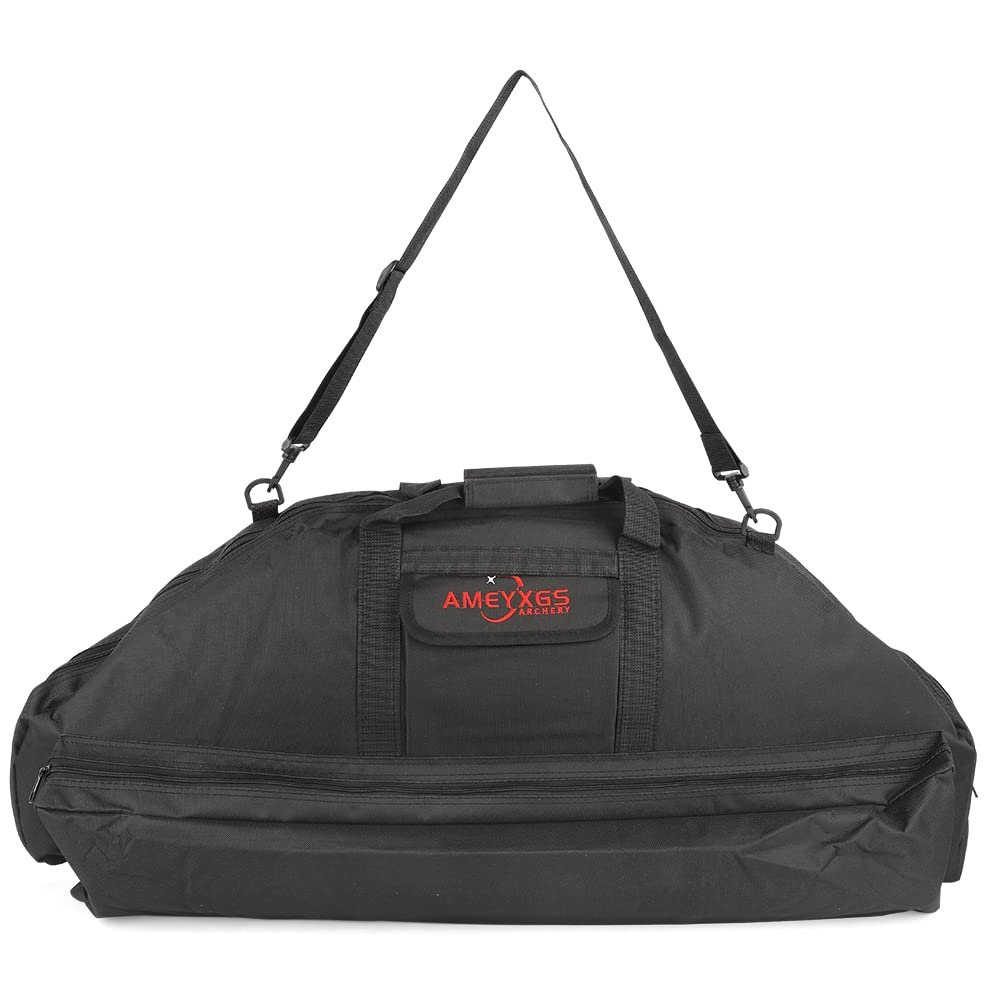 37"/45" Archery Compound Bow Case Soft Padded Bow Holder Canves Compound Bow Carry Bag with Adjustable Strap for Hunting Training (Black, 115)