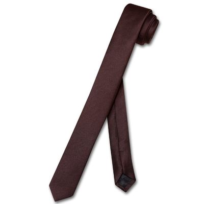 Vesuvio Napoli Narrow NeckTie Extra Skinny CHOCOLATE BROWN Men's 1.5" Neck Tie