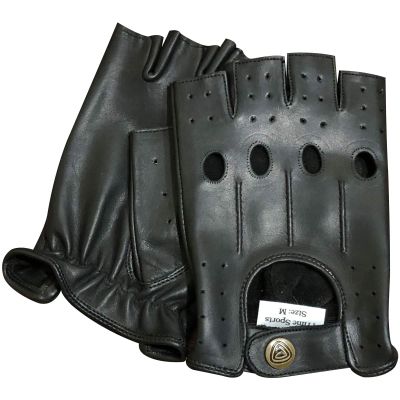 Prime Fingerless Driving Gloves Soft Cow Napp Leather Weight Lifting Gloves 309 (Black, S)