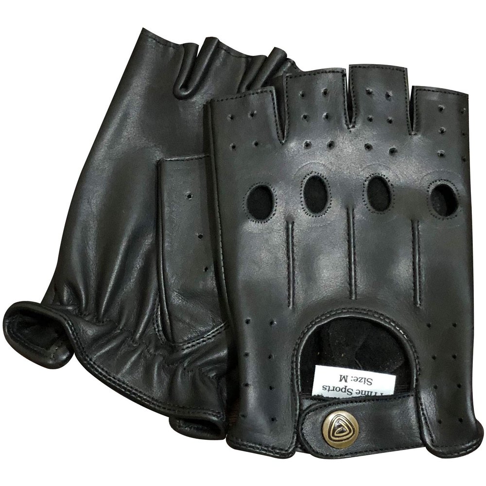 Prime Fingerless Driving Gloves Soft Cow Napp Leather Weight Lifting Gloves 309 (Black, S)
