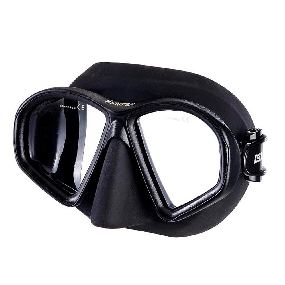 IST MP203 Hunter Twin Tinted Lens Low Volume Diving Snorkeling Spearfishing Mask- Black