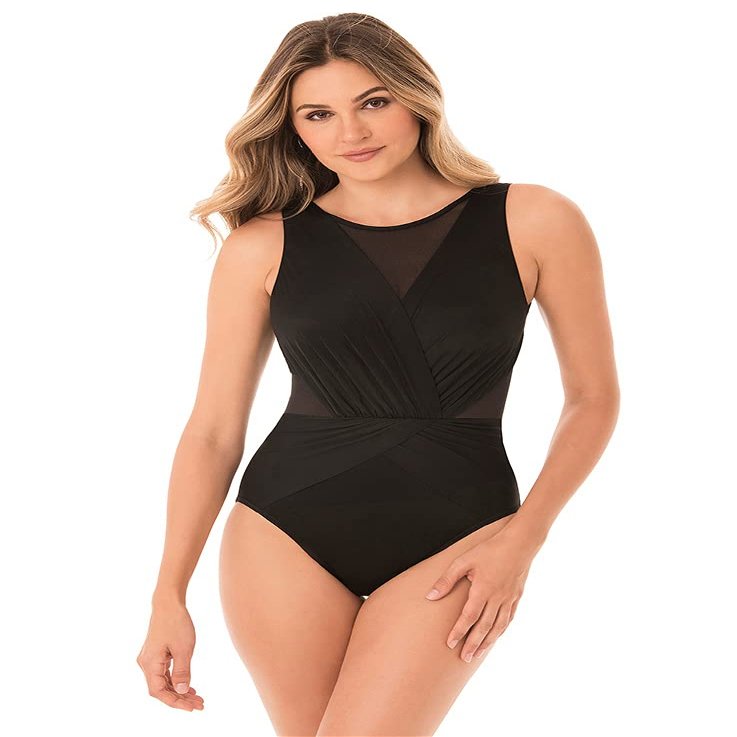 Miraclesuit Women's Swimwear Illusionists Palma One Piece Swimsuit, Black, 14