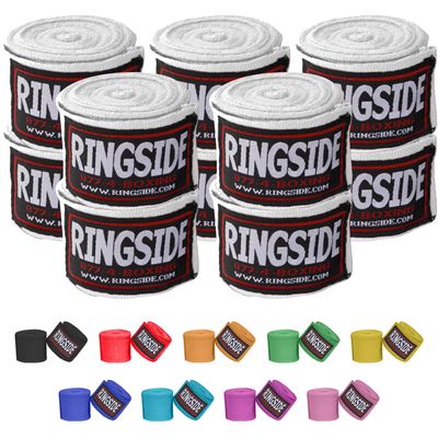 Ringside Mexican Style Boxing Hand Wraps (5 Pairs Pack), White , 180"