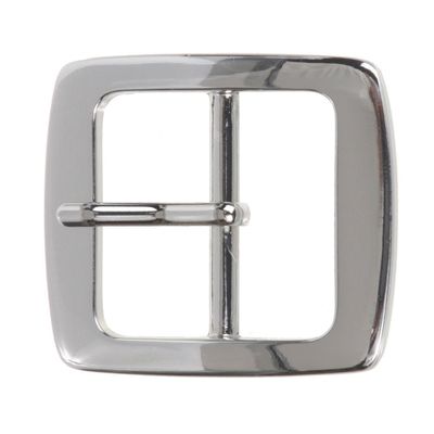 1 1/2" (38 mm) Nickel Free Center Bar Single Prong Square Belt Buckle, Silver