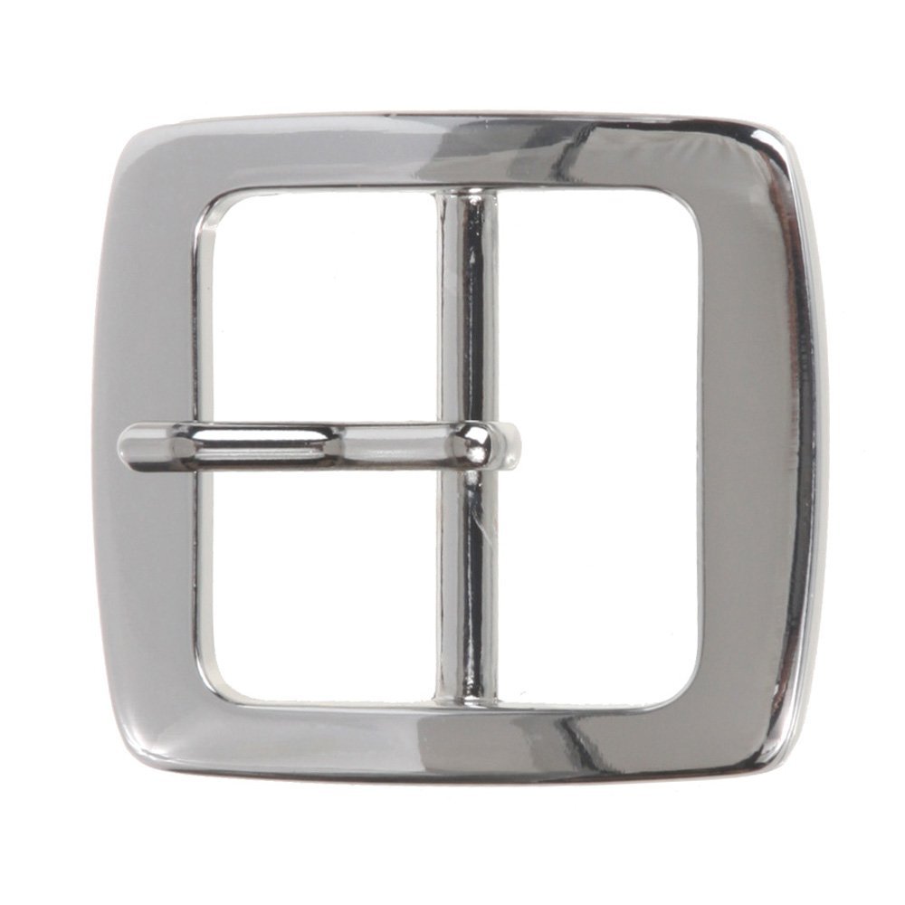 1 1/2" (38 mm) Nickel Free Center Bar Single Prong Square Belt Buckle, Silver