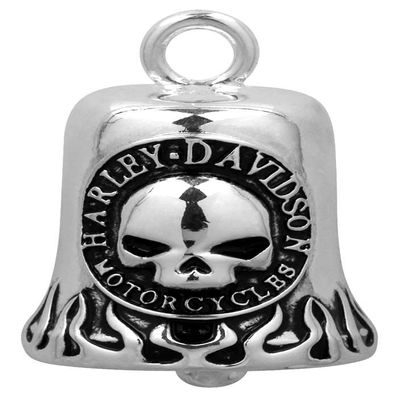 Harley-Davidson HD Classic Willie G Skull with Black Flames Ride Bell, Silver