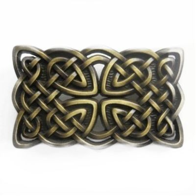 Ivory Falcon Irish Celtic Cross and Knot Belt Buckle Bronze