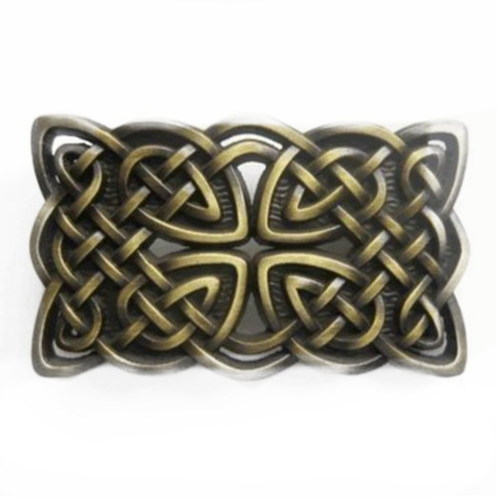 Ivory Falcon Irish Celtic Cross and Knot Belt Buckle Bronze