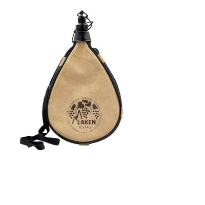 Laken Spanish Bota Bag Leather Canteen Pouch for Wine and Water - Wine Skin Bag with Strap for Travel, Camping, Hiking | Straight Shape - 2 Liter