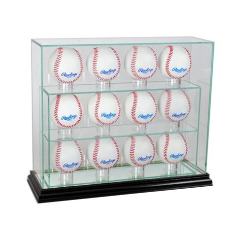 Perfect Cases 12UPBSB-B 12 Baseball Upright Display Case, Black