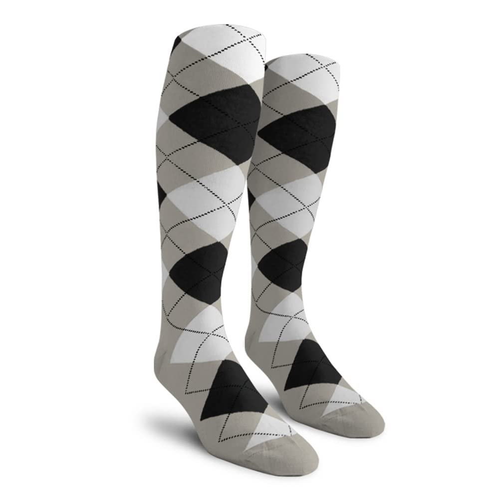 Golf Knickers Colorful Knee High Argyle Cotton Socks For Men Women and Youth - XXX: Taupe/Black/White - Youth