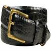 Arthur Men's Italian Calfskin Genuine Leather Dress Belt Solid Brass Roller Buckle 1-1/8"(30mm) Wide (Alligator Black, 50) view 1