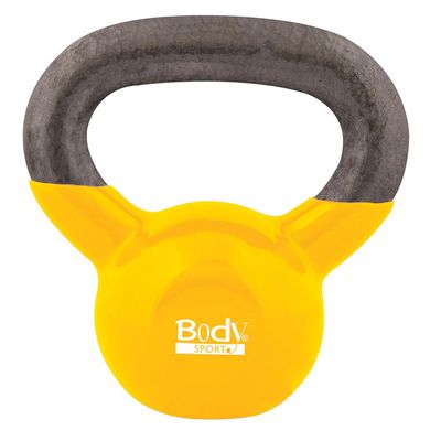 Body Sport Cast Iron Vinyl Coated Kettlebell, 30 lb. - Professional Weight Training Equipment for Home & Gym Workouts (Dark Red)
