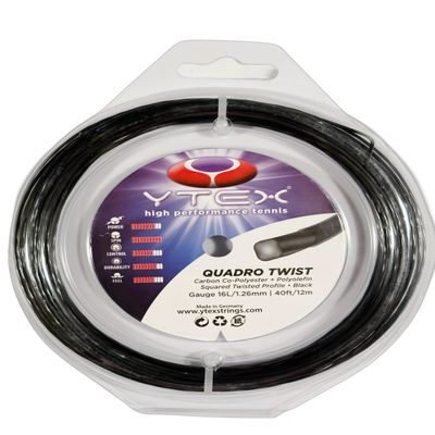 YTEX Quadro Twist Black Tennis Racquet String Set (16 Gauge, 1.26mm)