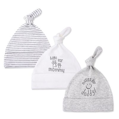 Baby Beanies Hat for Newborn Boys/Girls Infant 100% Cotton Adjustable Knot Hats, 3 Pack Mommy's Hug