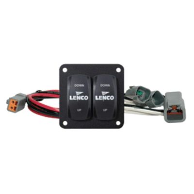 LENCO MARINE Trim Tab Switch Kit, Double Rocker, 2-Position, Hinge Lever Actuator, Black, Manual Operation