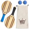 Frescobol Paddle Ball Set (Beach Stripes) - Comes with 2 Paddles, 2 Balls & Canvas Drawstring Bag view 2